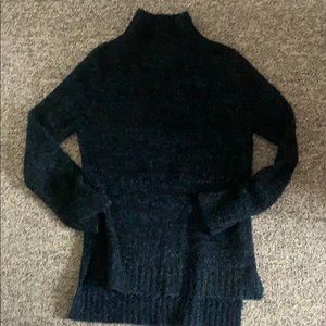 Fluffy Black/blue Turtle Neck Sweater
